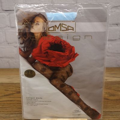 Omsa Design Blue 20 Denier Fashion Tights Nylons Size Large